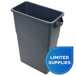 Trash Can 23 GAL Gray Plastic Thin 4 Count/Case