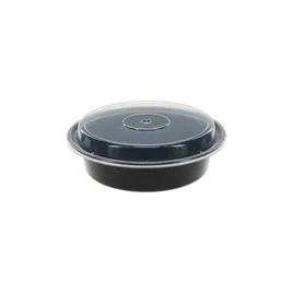 Take-Out Container Base & Lid Combo With Dome Lid 24 OZ PP Black Clear Round 150/Case