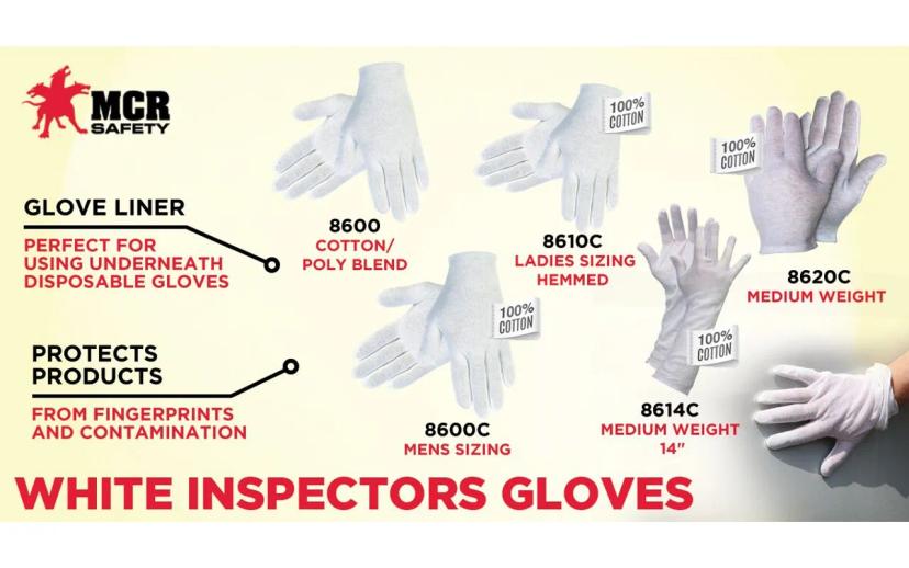 Inspector Gloves Large (LG) White Blended Polyester Cotton Lisle 12 Count/Pack 10 Packs/Case 1200 Count/Case