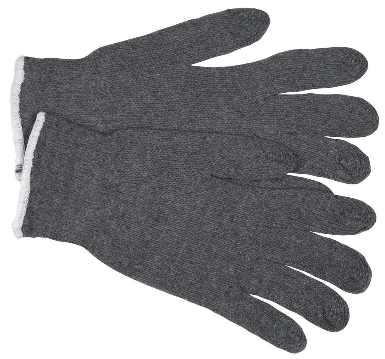 Work Gloves Large (LG) Gray Economy String Knit Cotton Blend (70% Cotton, 30% Polyester) 12 Count/Pack 480 Count/Case