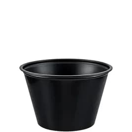 Solo® Souffle & Portion Cup 4 OZ PS Black Round Stackable 250 Count/Pack 10 Packs/Case 2500 Count/Case