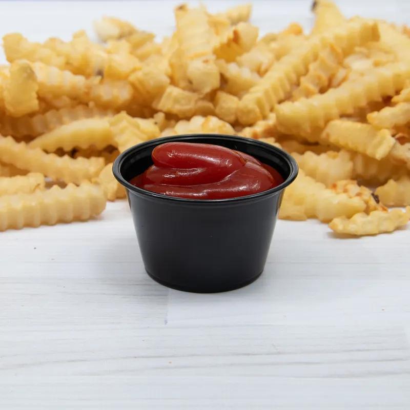 Solo® Souffle & Portion Cup 4 OZ PS Black Round Stackable 250 Count/Pack 10 Packs/Case 2500 Count/Case