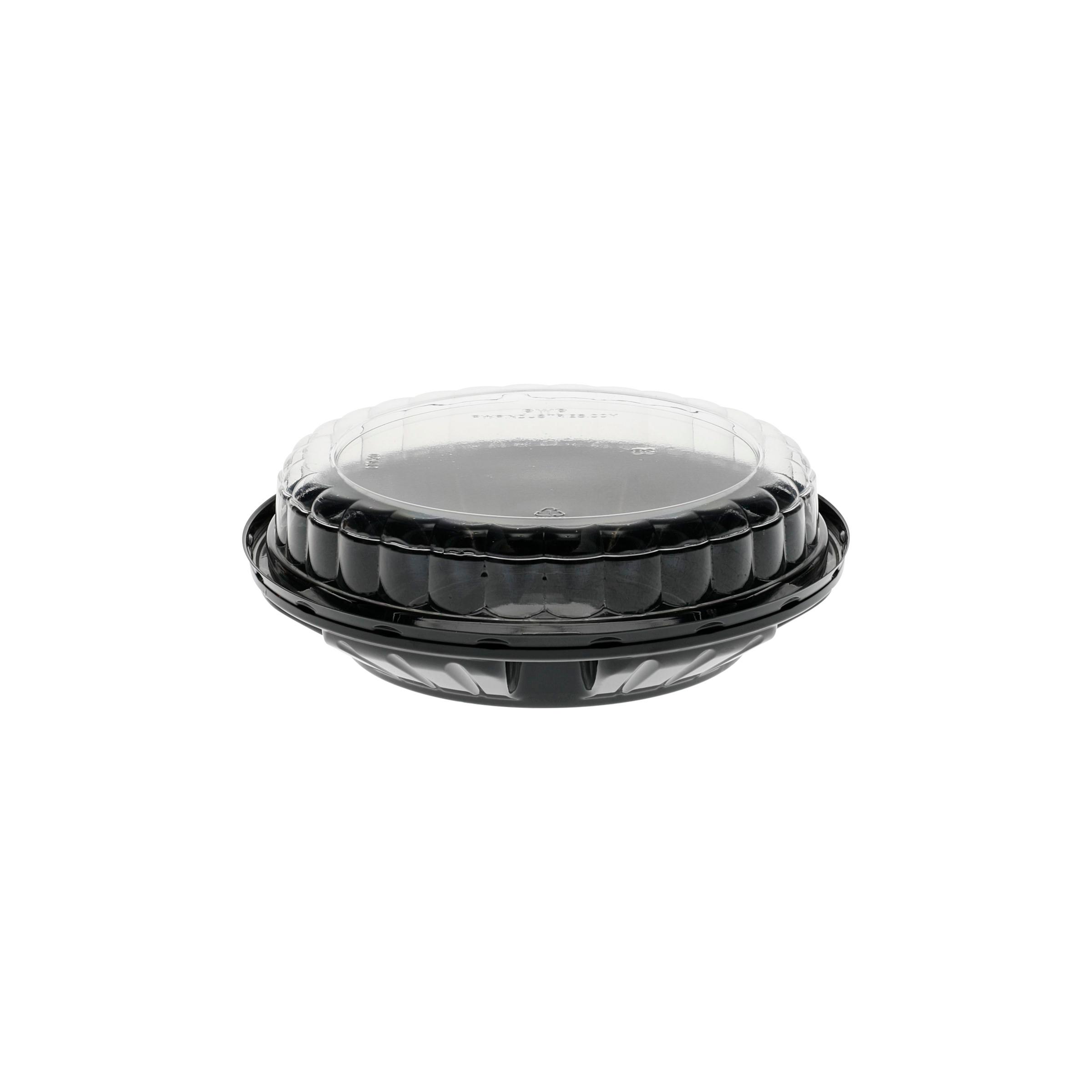 Pie Container & Lid Combo With High Dome Lid 6.83X1.5 IN PET Clear Black Round Fluted 150/Case