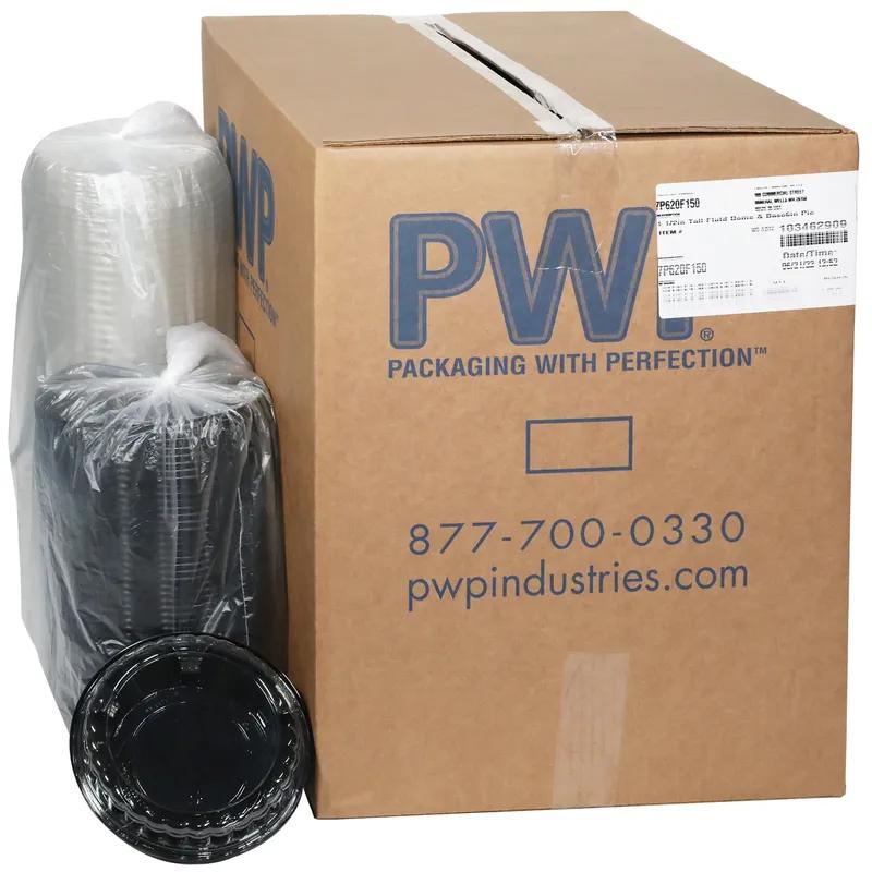 Pie Container & Lid Combo With High Dome Lid 6.83X1.5 IN PET Clear Black Round Fluted 150/Case