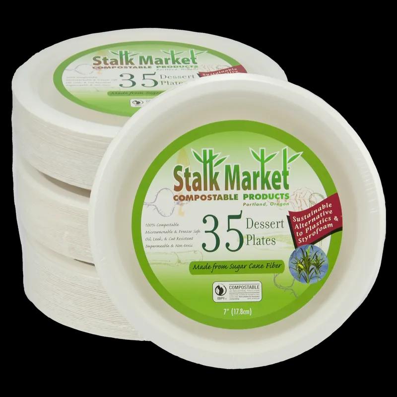 Stalk Market Plate 7 IN Molded Fiber White Round Heavyweight 35 Count/Pack 12 Packs/Case 420 Count/Case
