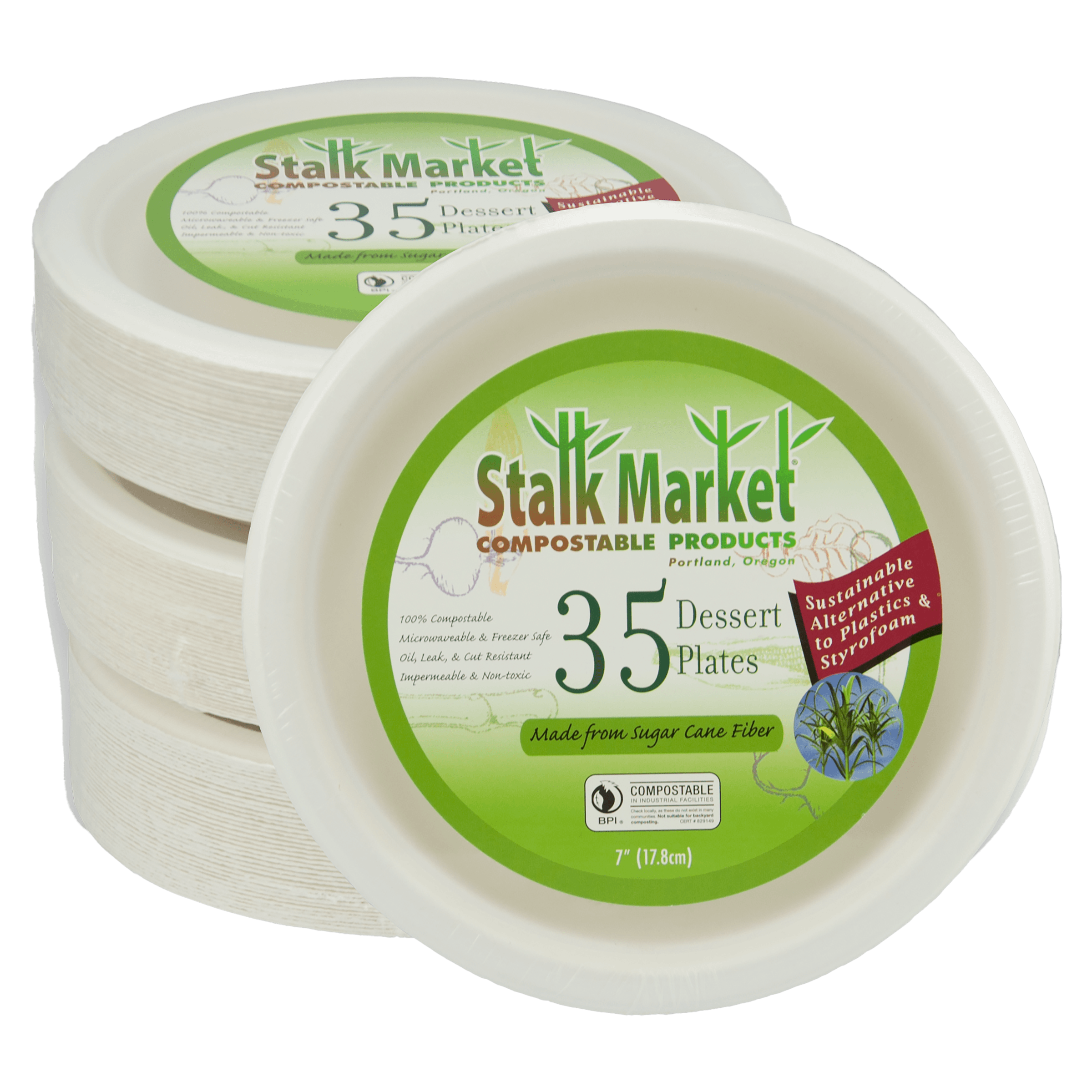 Stalk Market Plate 7 IN Molded Fiber White Round Heavyweight 35 Count/Pack 12 Packs/Case 420 Count/Case