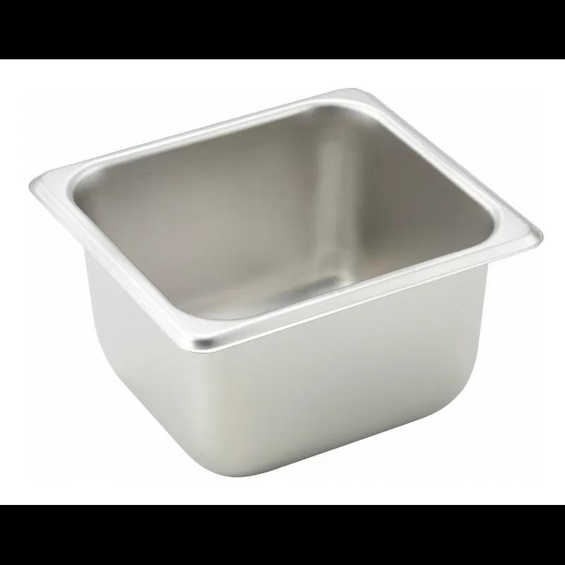 Food Pan 1/6 Size 4 IN Square 18/8 Stainless Steel 25GA Straight-Sided 1/Each