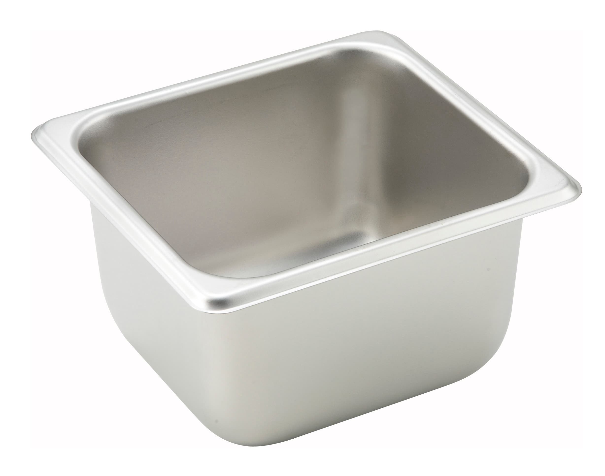 Food Pan 1/6 Size 4 IN Square 18/8 Stainless Steel 25GA Straight-Sided 1/Each