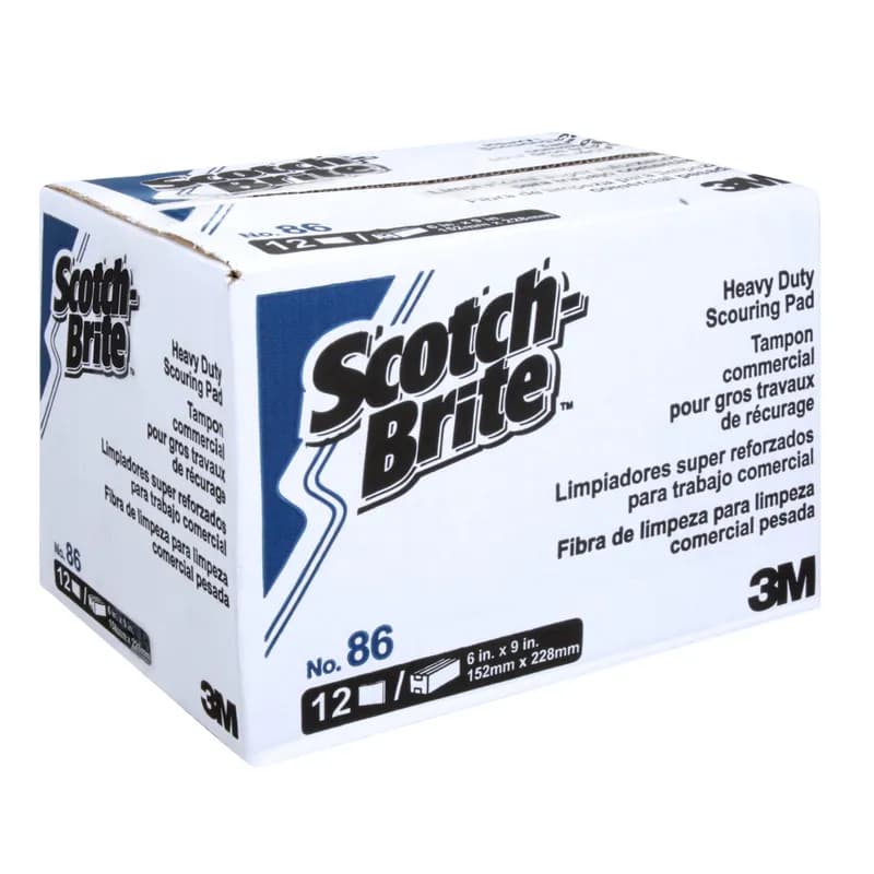 Scotch-Brite™ 86 Kitchen Scouring Pad 6X9 IN Heavy Duty Fiber Green Rectangle Dishwasher Safe 20/Case