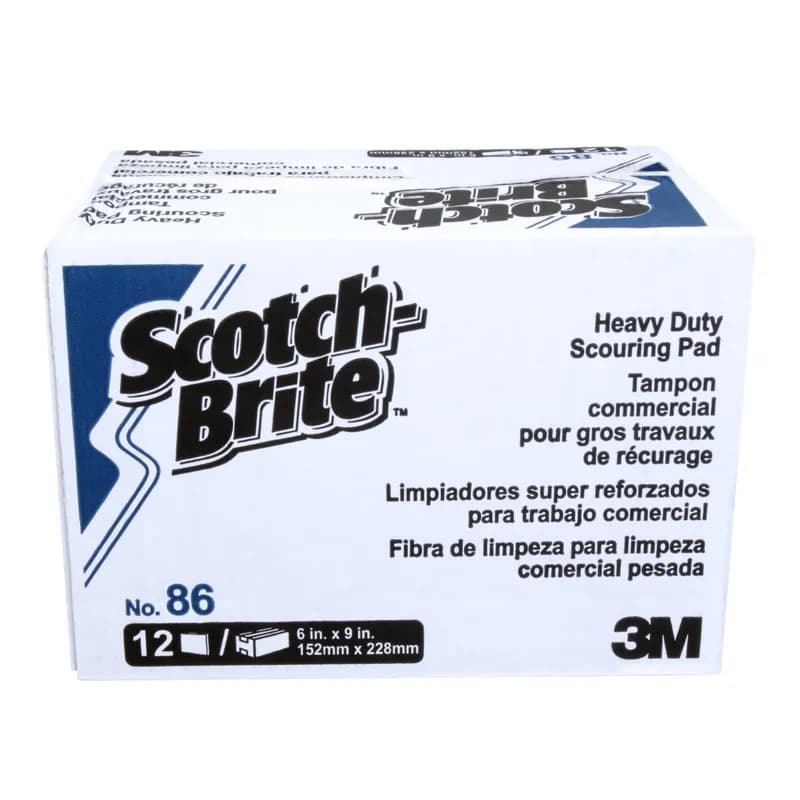 Scotch-Brite™ 86 Kitchen Scouring Pad 6X9 IN Heavy Duty Fiber Green Rectangle Dishwasher Safe 20/Case