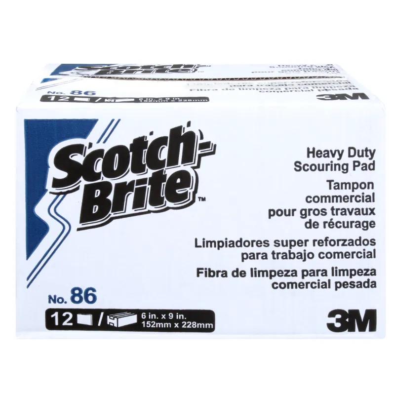 Scotch-Brite™ 86 Kitchen Scouring Pad 6X9 IN Heavy Duty Fiber Green Rectangle Dishwasher Safe 20/Case