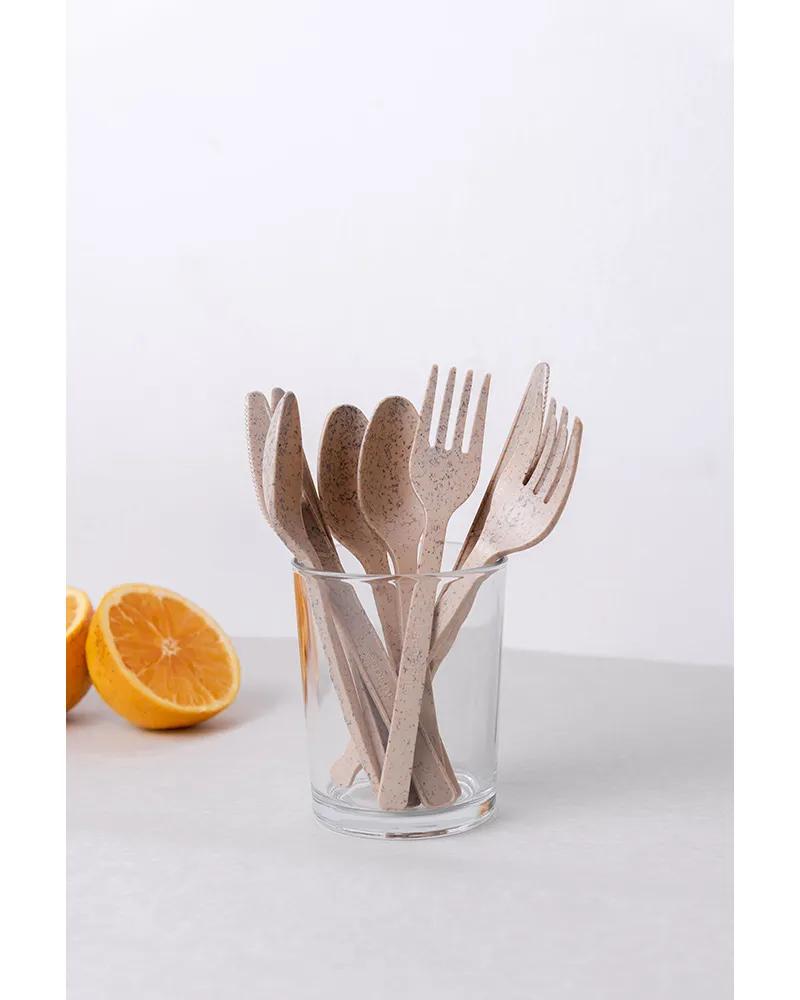 4PC Cutlery Kit 9.83 IN Agave Natural Heavyweight With Napkin,Fork,Knife,Spoon 200/Case