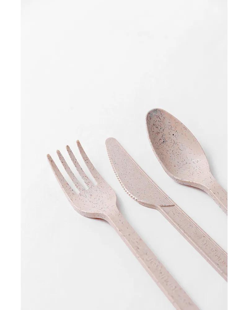 4PC Cutlery Kit 9.83 IN Agave Natural Heavyweight With Napkin,Fork,Knife,Spoon 200/Case