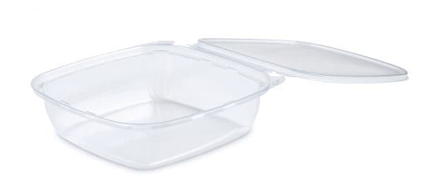 Fresh ‘n Clear® Salad Bowl With Flat Hinged Lid Large (LG) 48 OZ PET Clear Square Tamper-Evident 160/Case