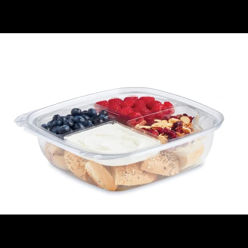 Fresh ‘n Clear® Salad Bowl With Flat Hinged Lid Large (LG) 48 OZ PET Clear Square Tamper-Evident 160/Case