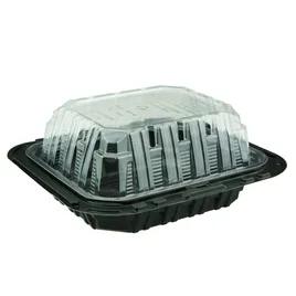 Chicken Container & Lid Combo With Dome Lid Small (SM) 7X6X3.3 IN MFPP OPS Black Clear Without Handle 200/Case