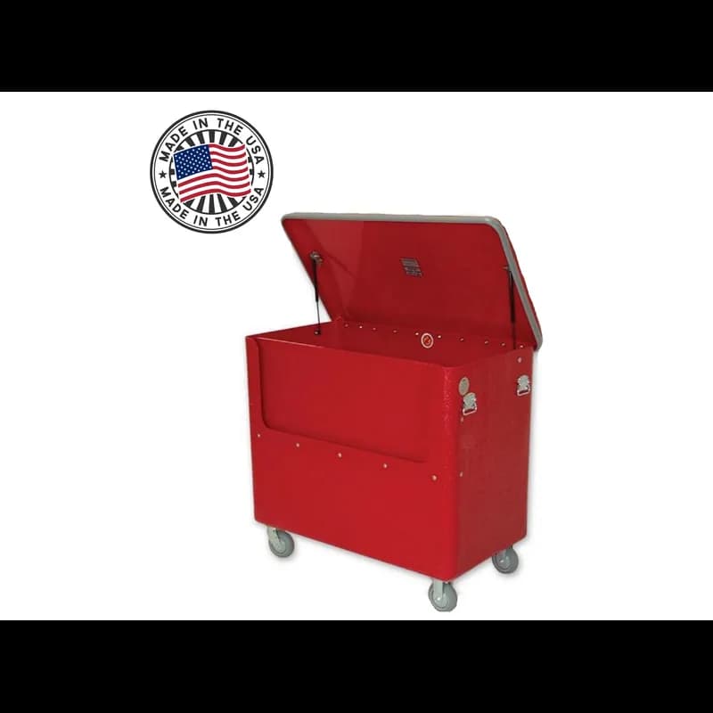 Sanitrux® Cart Trash 54X31.5X49 IN 1.37-37 Cubic Yard Red Plastic 1 Panel 6 IN Casters Fire Resistant 1/Each