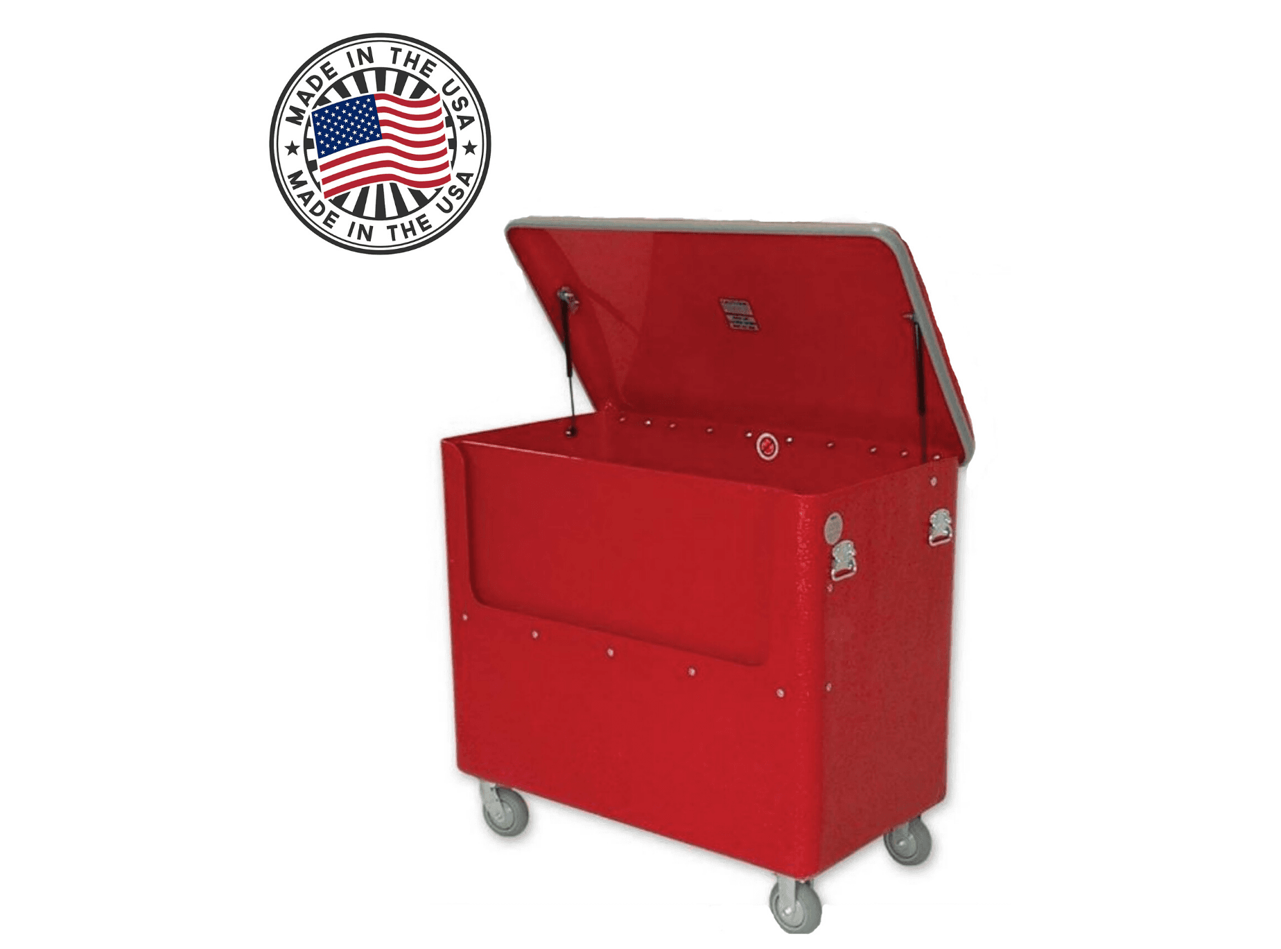 Sanitrux® Cart Trash 54X31.5X49 IN 1.37-37 Cubic Yard Red Plastic 1 Panel 6 IN Casters Fire Resistant 1/Each