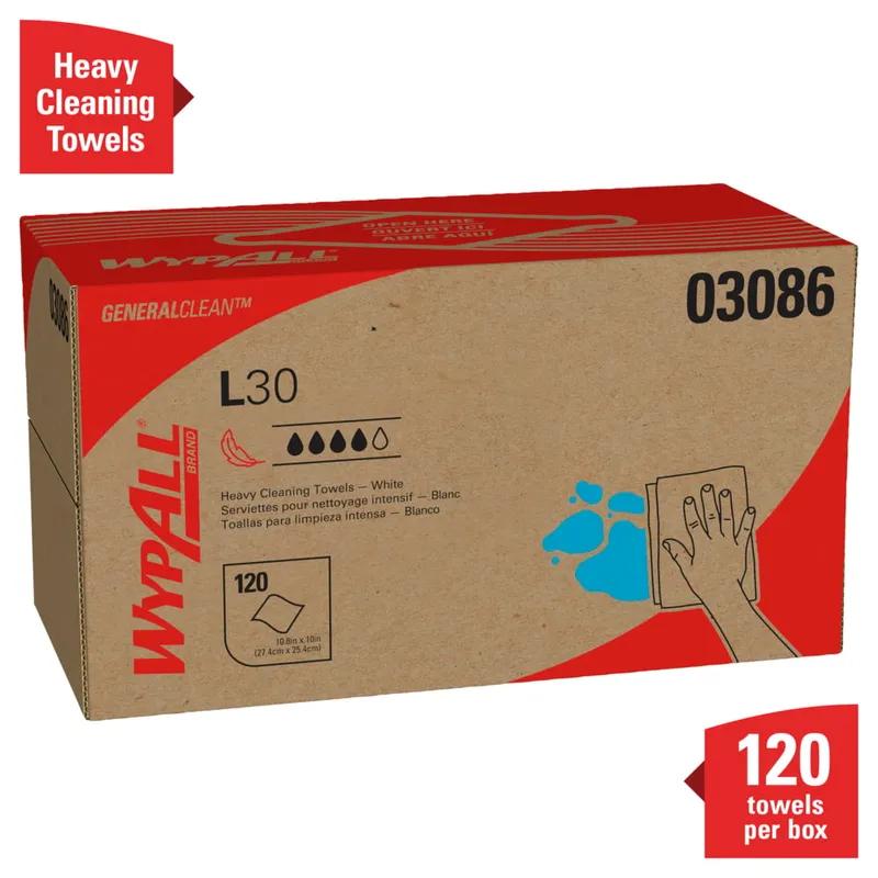 WypAll® GeneralClean™ L30 Wipe 10X10.8 IN Paper White Pop-Up Box 120 Count/Box 10 Box/Case 1200 Count/Case