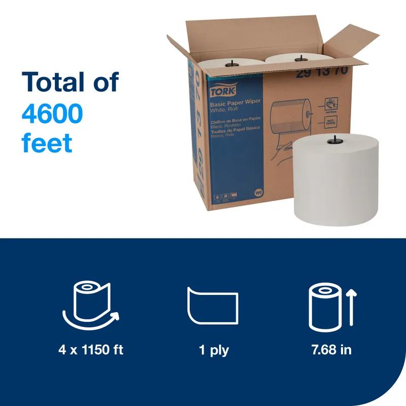Tork Basic Roll Paper Wiper W6 7.68IN X1150FT 1PLY White Refill 1 Count/Pack 4 Packs/Case 4 Count/Case