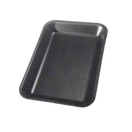 2 Meat Tray 8.25X5.75X0.75 IN Polystyrene Foam Black Square 500/Case