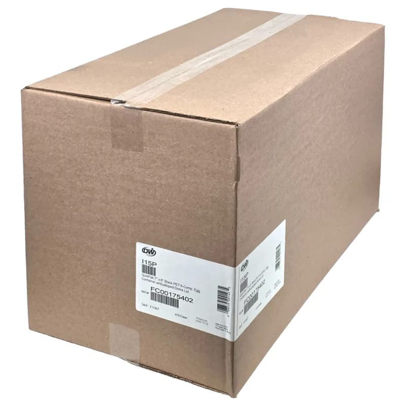 Egg Serving Tray Base & Lid Combo With Dome Lid 6 Compartment PET Black Clear 416/Case