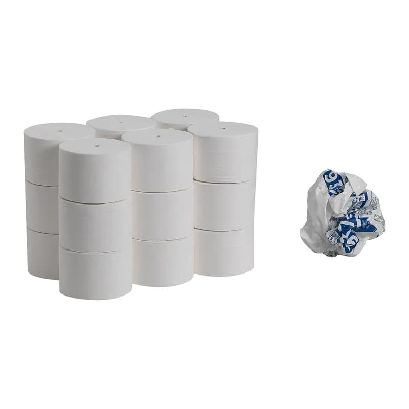 Compact® Toilet Paper & Tissue Roll 4X3.8 IN 2PLY White Premium Embossed Coreless 1125 Sheets/Roll 18 Rolls/Case