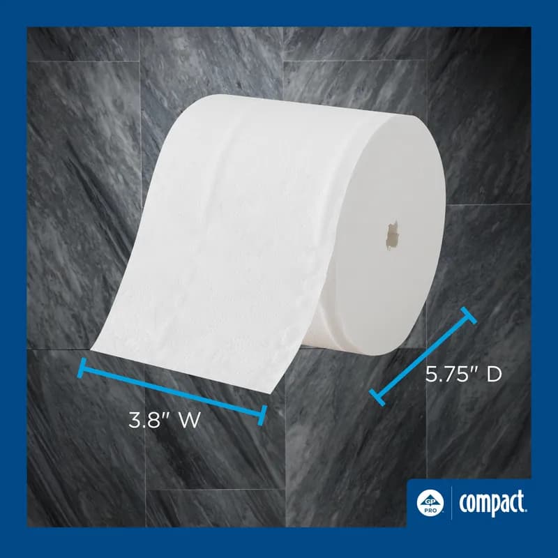 Compact® Toilet Paper & Tissue Roll 4X3.8 IN 2PLY White Premium Embossed Coreless 1125 Sheets/Roll 18 Rolls/Case
