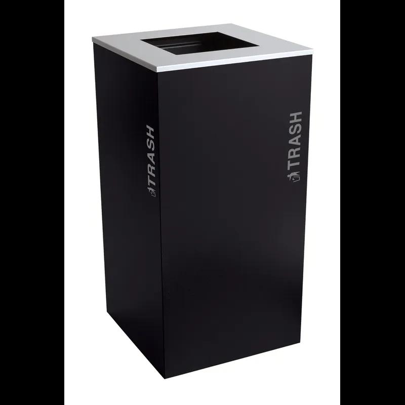 Kaleidoscope Collection™ Black Tie Trash Can 36 GAL Pebble Black Gloss Square Metal With Lid 1/Each