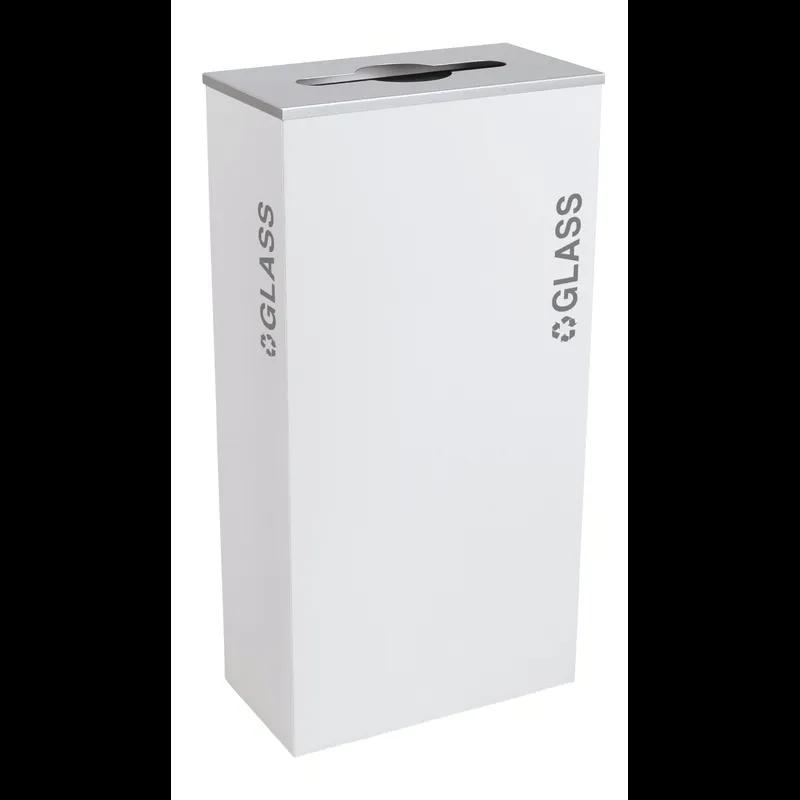 Kaleidoscope Collection™ Black Tie Glass Recycling Bin 17 GAL White Gloss Metal With Comingle Opening 1/Each