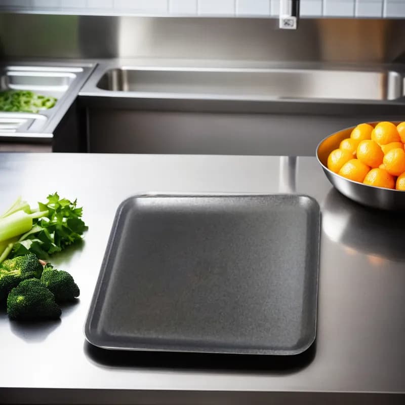 1014 Meat Tray 9.75X14X1 IN Polystyrene Foam Black Rectangle 100/Case