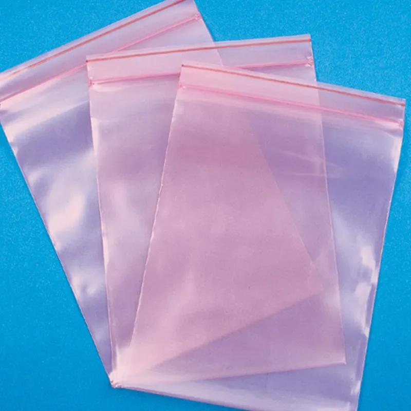 Poly Bag 3X5 IN Pink LDPE 4MIL With Seal Top Closure Anti-Static 1000/Case