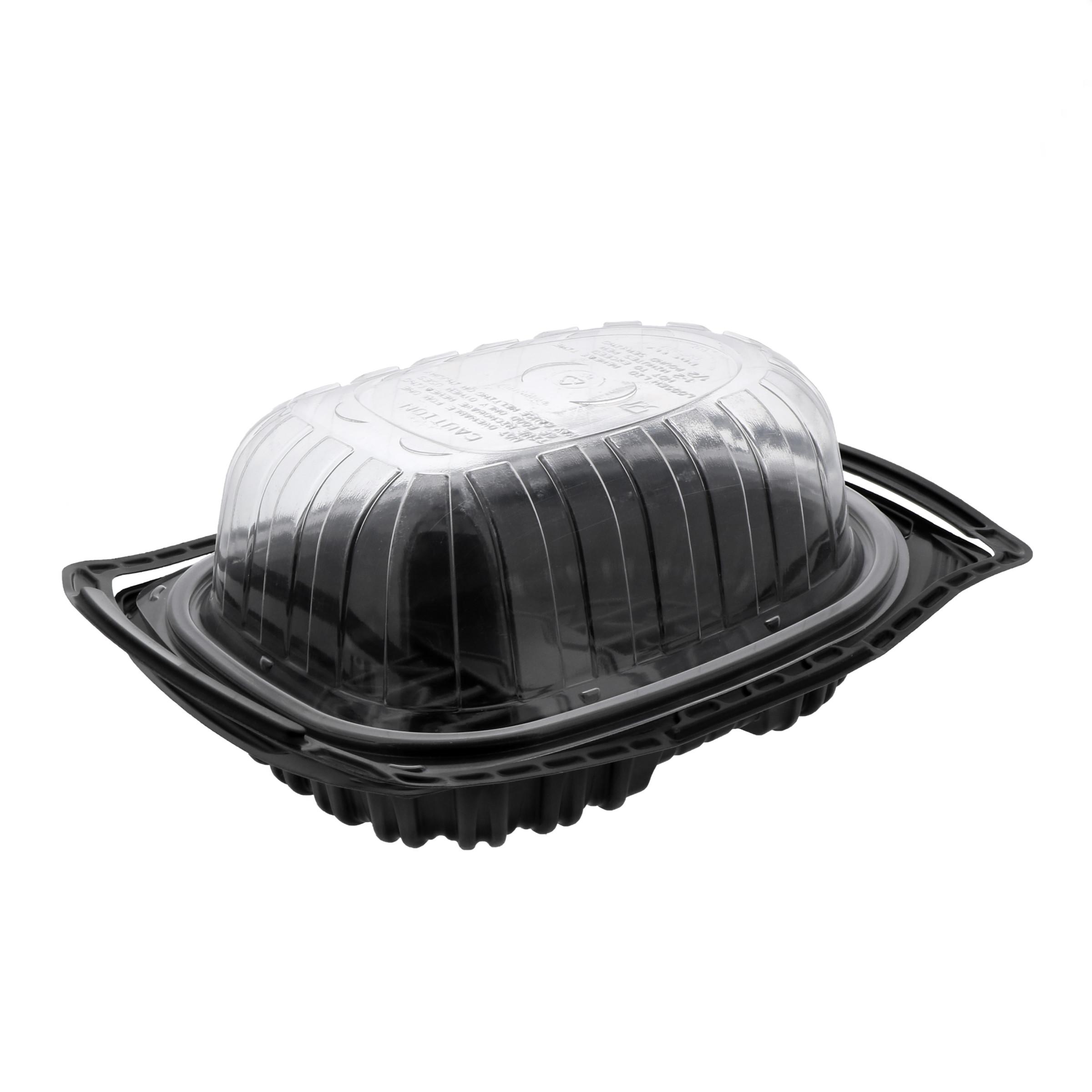 Roaster Base & Lid Combo With Dome Lid 41.6 OZ 12.5X8.6X4.25 IN MFPP OPS Black Clear Zip Seal With Handle 110/Case