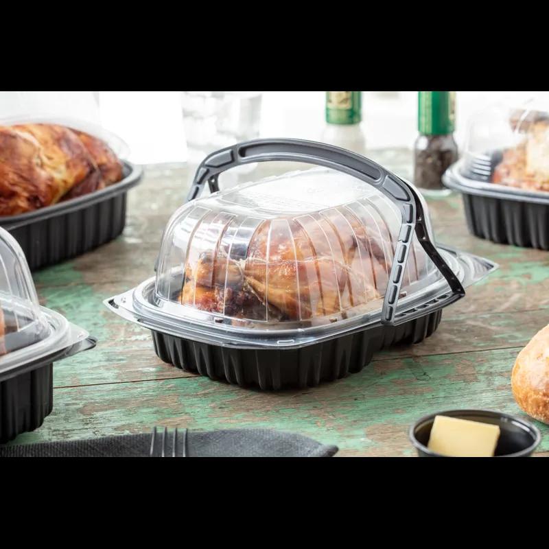 Roaster Base & Lid Combo With Dome Lid 41.6 OZ 12.5X8.6X4.25 IN MFPP OPS Black Clear Zip Seal With Handle 110/Case