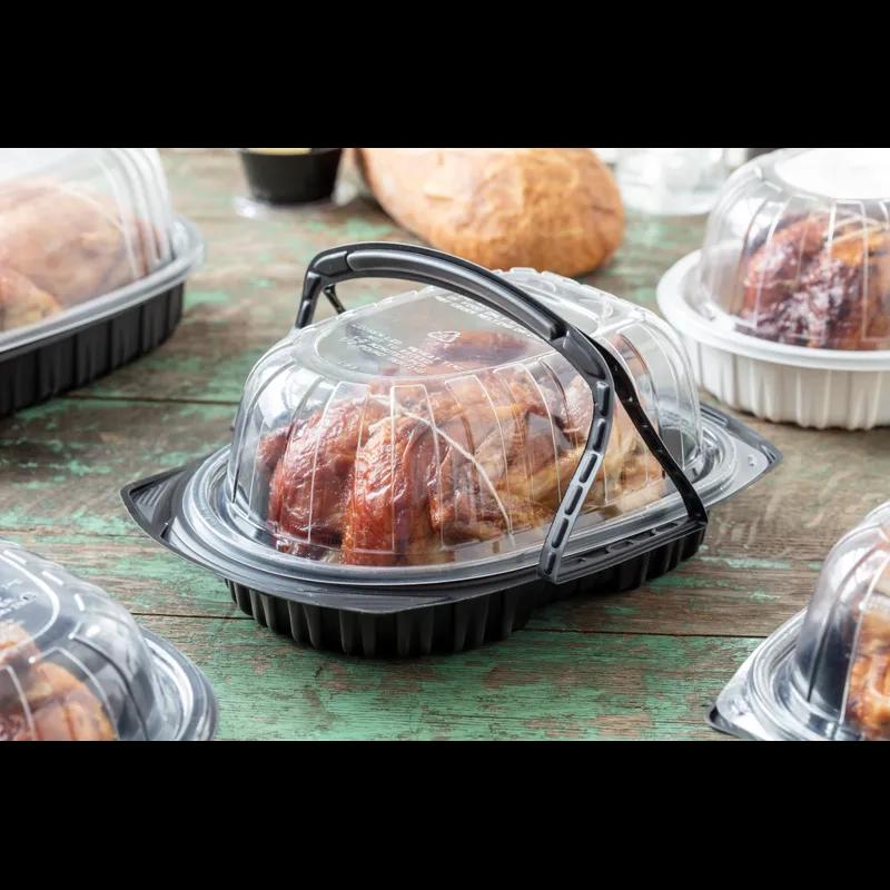 Roaster Base & Lid Combo With Dome Lid 41.6 OZ 12.5X8.6X4.25 IN MFPP OPS Black Clear Zip Seal With Handle 110/Case