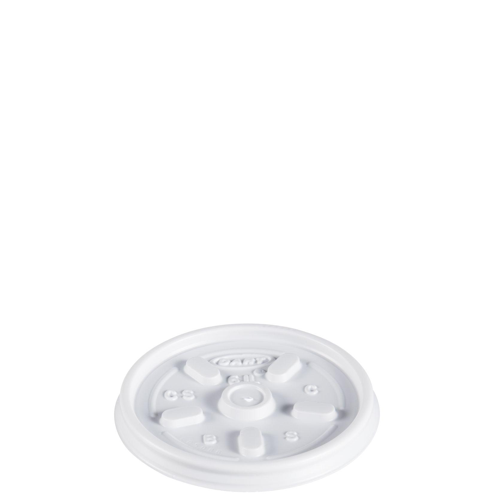 Dart® Lid Flat 3.1X0.3 IN HIPS White For 6 OZ Take-Out Container Base No Hole 100 Count/Pack 10 Packs/Case