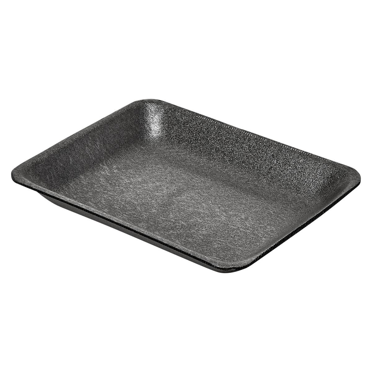 4PR Meat Tray 9.25X7.25X1.25 IN Polystyrene Foam Black Rectangle 500/Case