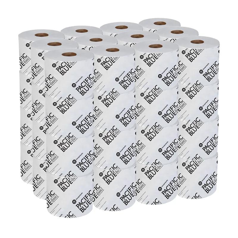 Pacific Blue Basic Toilet Paper & Tissue Roll 4X3.8 IN 2PLY White Standard EPA Indicator 1000 Sheets/Roll 48 Rolls/Case
