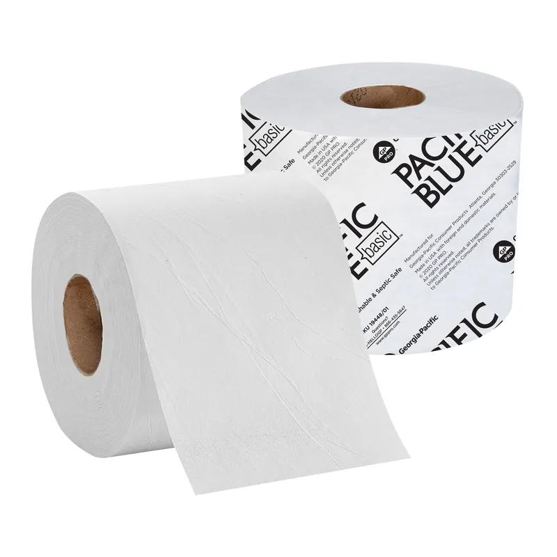 Pacific Blue Basic Toilet Paper & Tissue Roll 4X3.8 IN 2PLY White Standard EPA Indicator 1000 Sheets/Roll 48 Rolls/Case