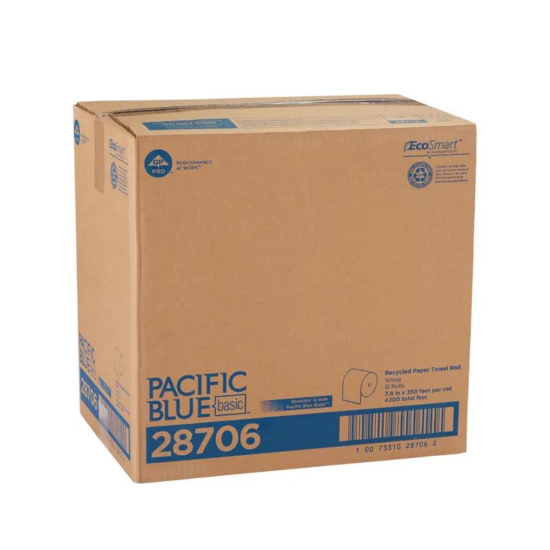 Pacific Blue Basic Roll Paper Towel 7.875IN X350FT 1PLY White Standard Roll EPA Indicator 12 Rolls/Case