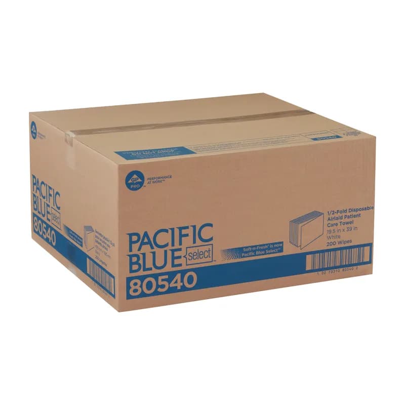 Pacific Blue Select A300 Bath Towel 39X19.5 IN White Rectangle Airlaid Paper 1PLY Disposable 200/Case