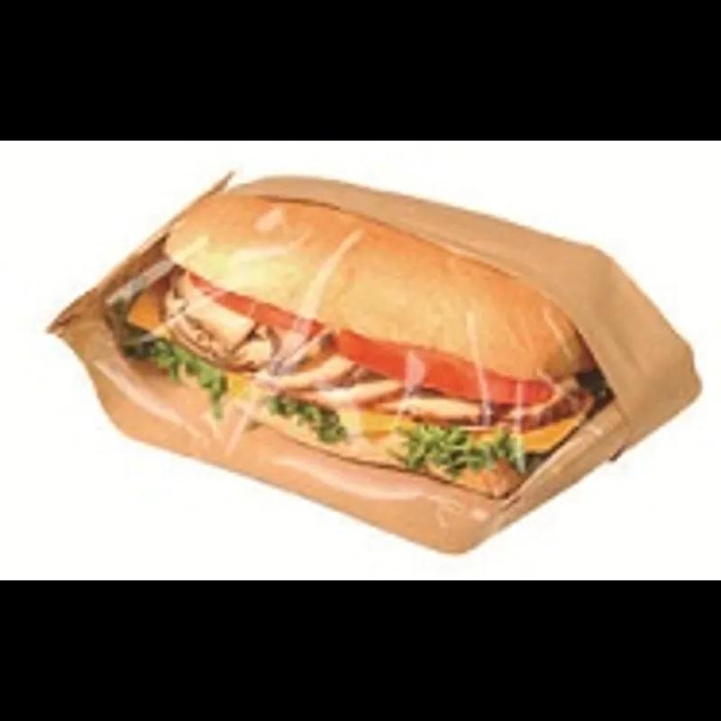 Bagcraft® Dubl View ToGo!® Hoagie & Sub Bag 4.25X2.75X11.75 IN Wax Coated Paper PP Kraft With Window 500/Case