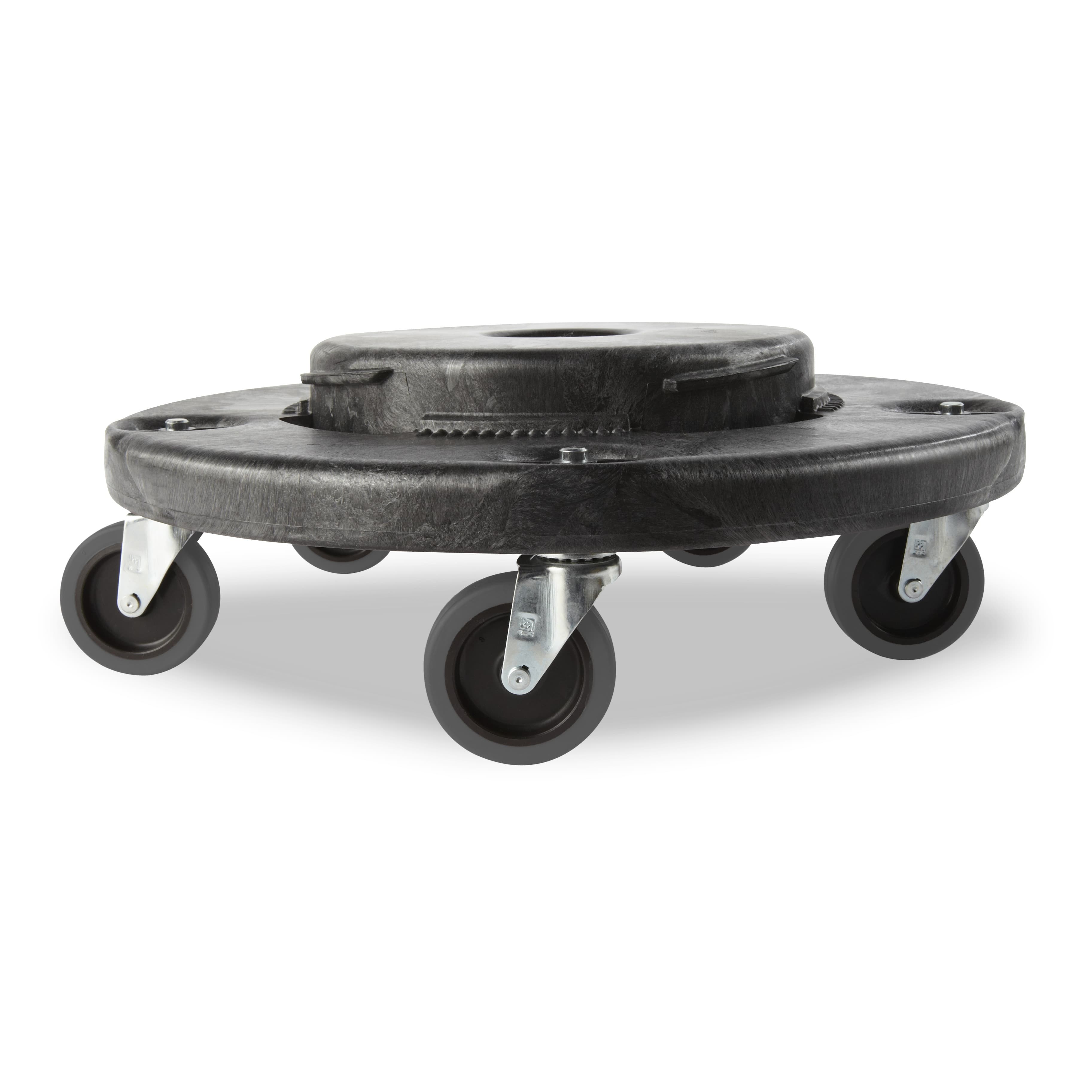 Brute® Trash Can Dolly 18.03X18.03X6.3 IN Black Resin 20/32/44/55 Gallon Quiet Food Safe Heavy Duty Swivel 2/Case