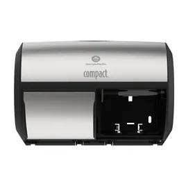Compact® Toilet Paper Dispenser 6.75X10.12 IN Wall Mount Silver 2-Roll Coreless Side-by-Side High Capacity 1/Each