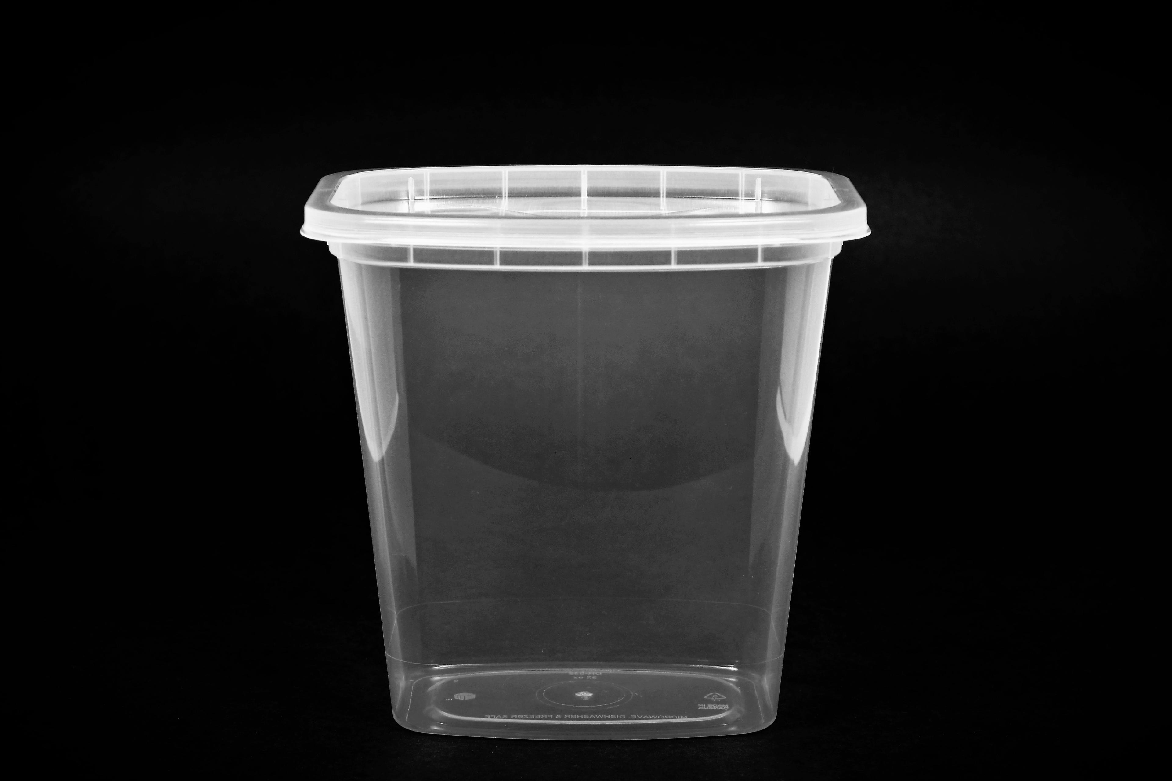 Deli Container Base 32 OZ Plastic Clear Rectangle 200/Case