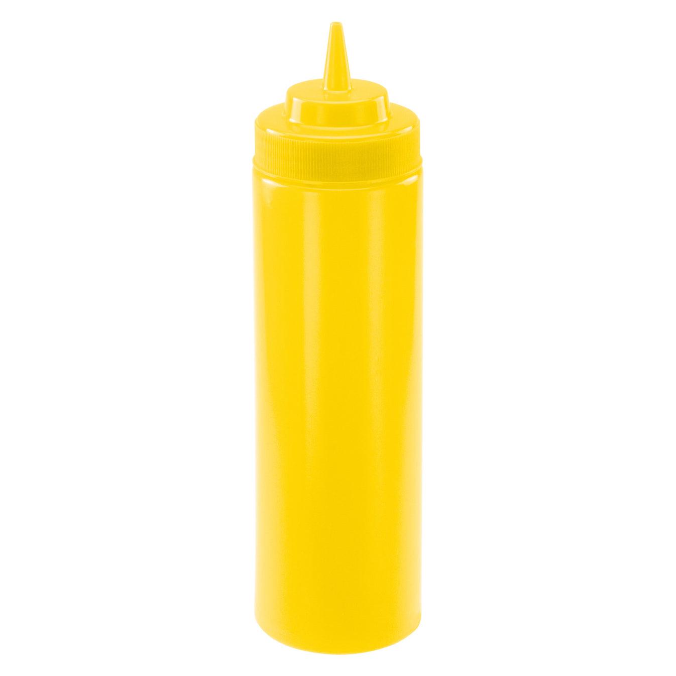 Squeeze Bottle 24 OZ Plastic Yellow Wide Mouth 6/Pack