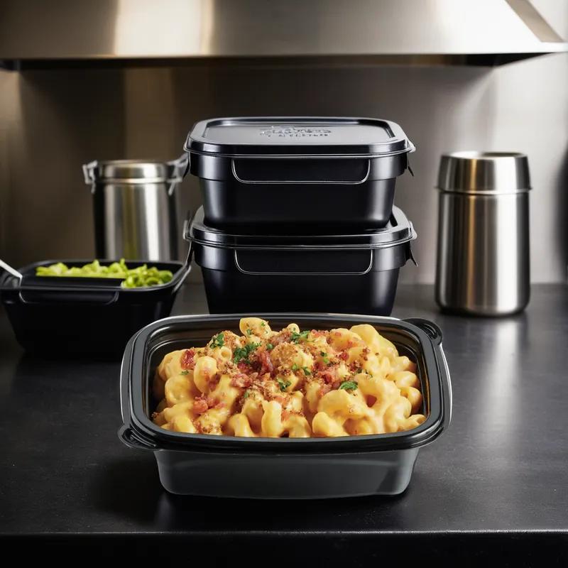 Take-Out Container 12 OZ 6.06X4.5X1.77 IN PP Black Rectangle 400/Case