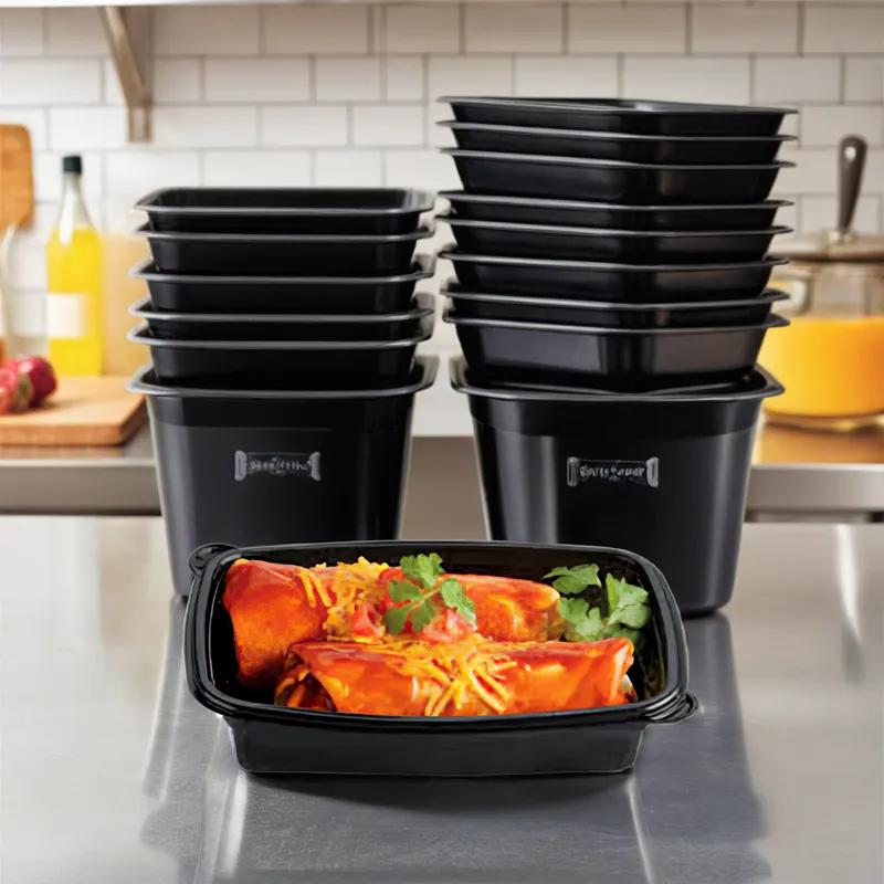 Take-Out Container Base 9.51X6.33X1.58 IN PP Black Rectangle 200/Case