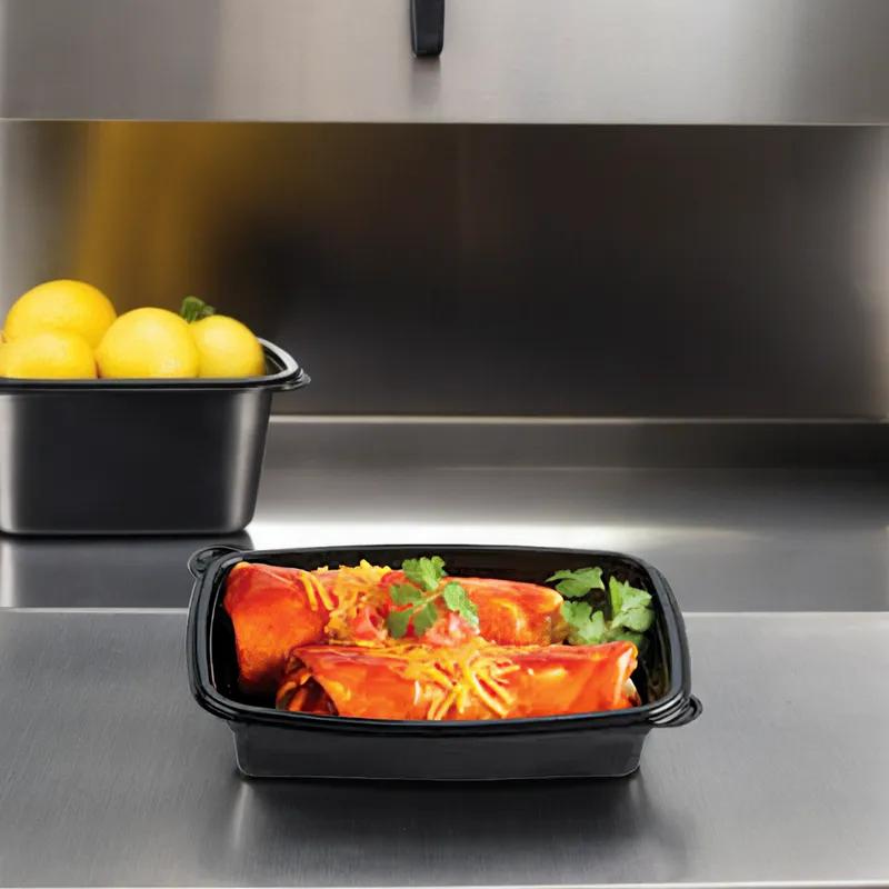 Take-Out Container Base 9.51X6.33X1.58 IN PP Black Rectangle 200/Case