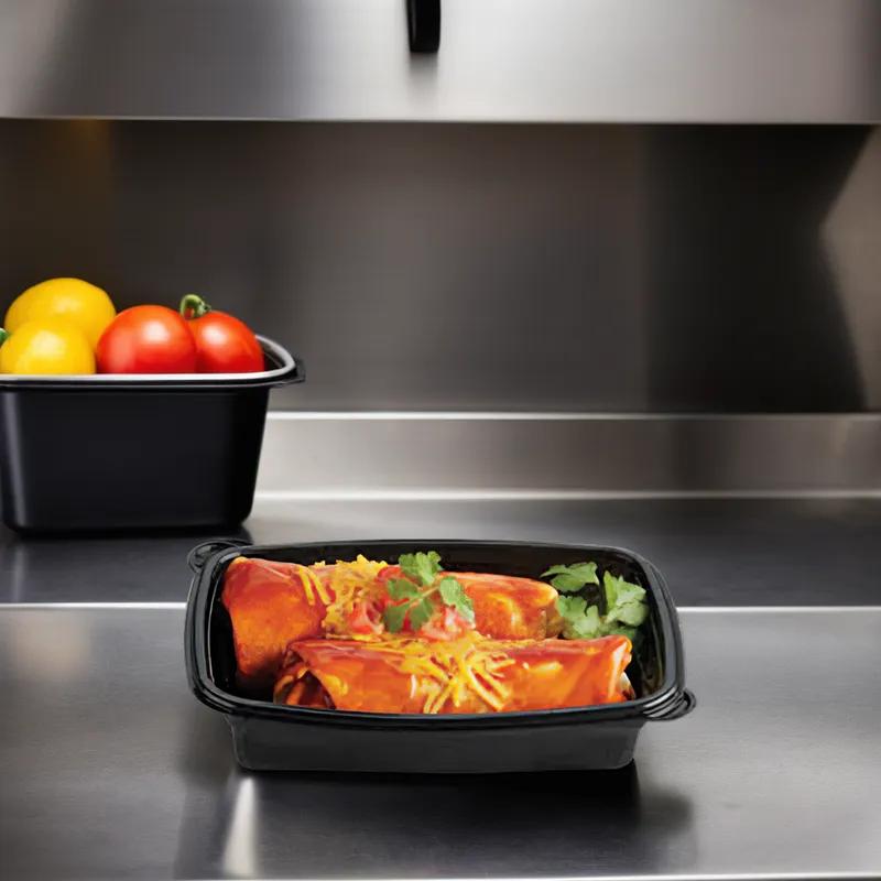 Take-Out Container Base 9.51X6.33X1.58 IN PP Black Rectangle 200/Case